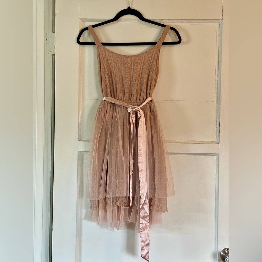 Pink Tiered Ballet-style Mini Sundress for Weddings